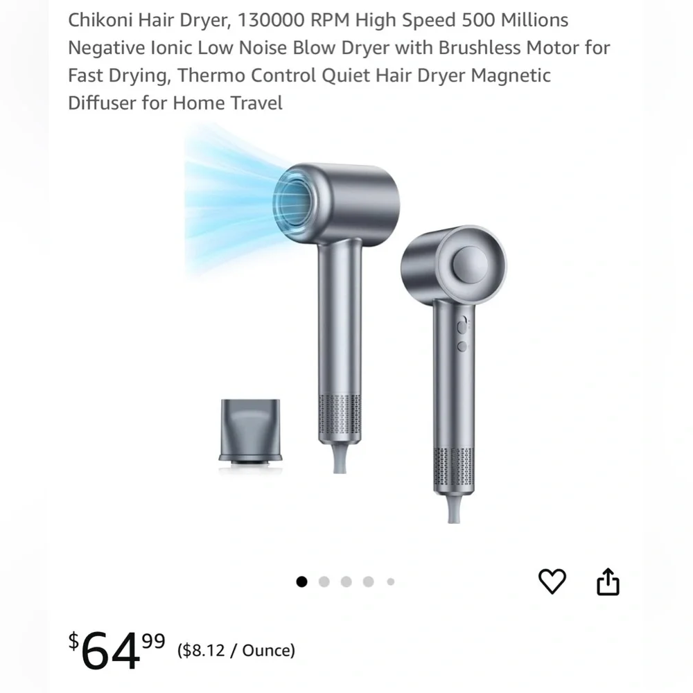 NIB! lonic Sleek Silver Hair Dryer